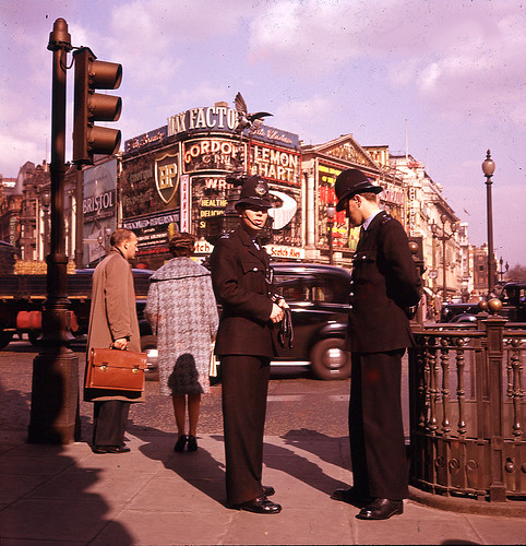 Bobbies in London Piccadilly Circus 1966