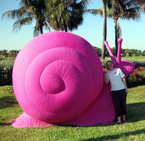 How often do I get to pose with a giant pink snail?
