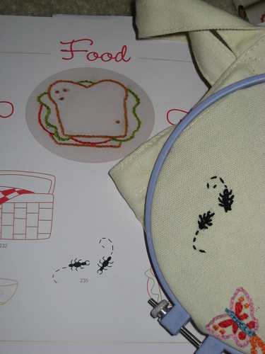 Day 25:  Doodle Stitching Ants Embroidery