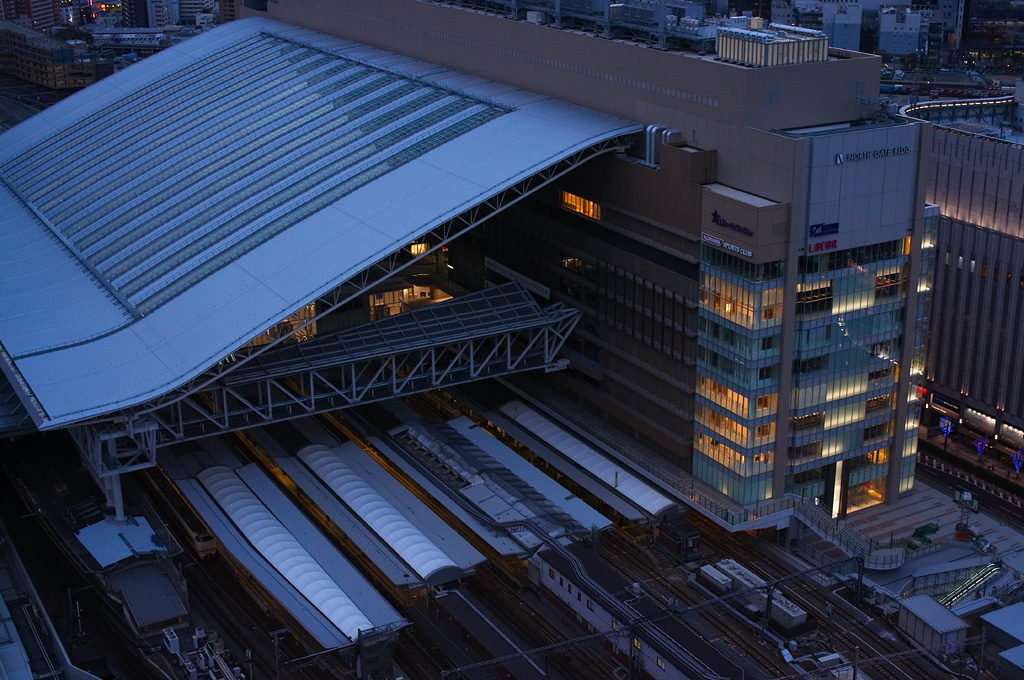 Brand-new Osaka Station at dusk