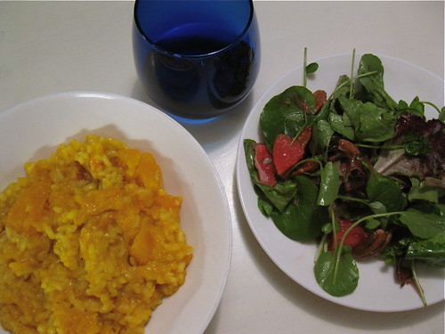 Butternut Squash Risotto and Mixed Green Salad with Grapefruit Vinaigrette