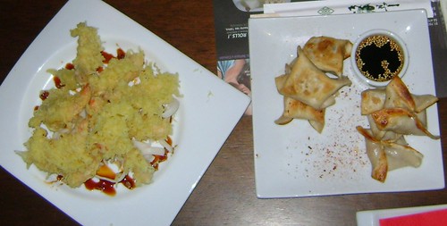 Gyozas y Camarones tempura