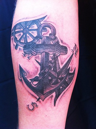 anchor compass rose tattoo