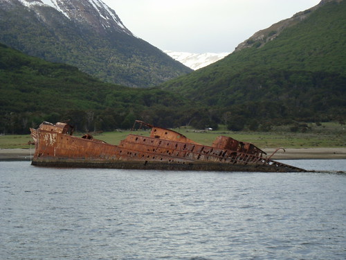 Ship wreck at Beagle Canal, Tierra del Fuego, Argentina