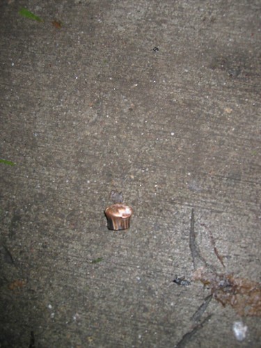 Large caliber bullet on my driveway, New Year's Day