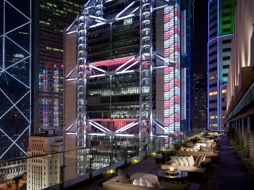 Spectacular light show of Hong Kong's City at SEVVA Terrace