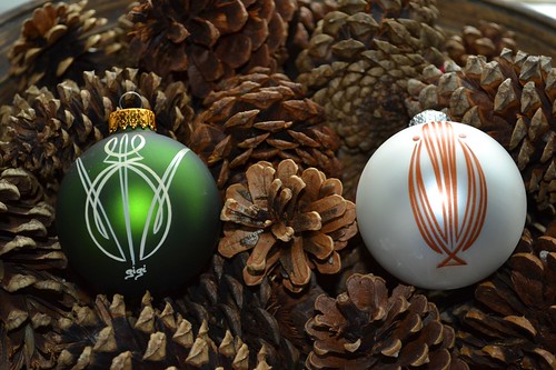pinstriped Christmas ornaments
