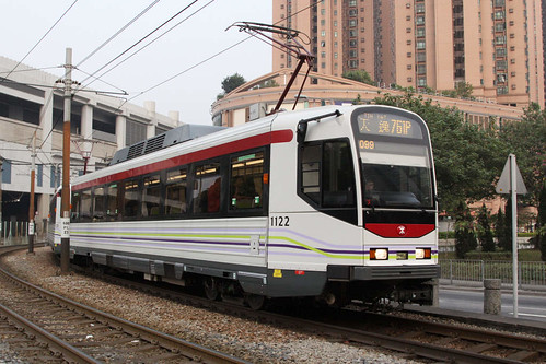 Phase 4 LRVs 1122 and classmate departs Yuen Long station on route 761P