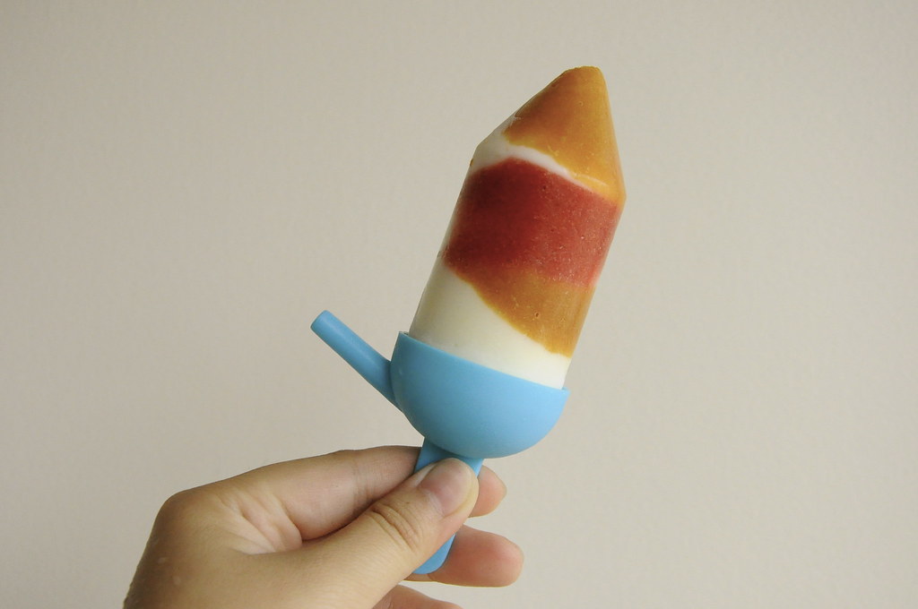 Strawberry and apricot yoghurt pops