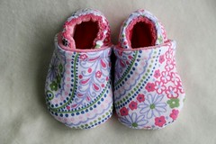 *6-12 Months* Pink Paisley Soft Sole Shoes lined with OBV :: Charity Auction ::