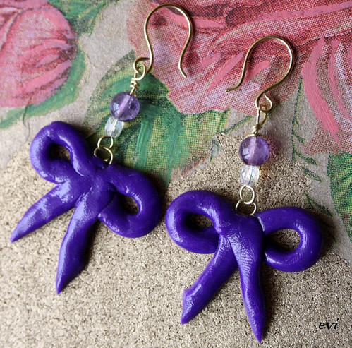 Purple Bow with Semi Precious Beads by EV.I 