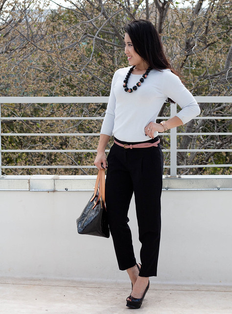 express pleated crop trousers banana republic baby blue knit sweater pink skinny belt forever 21 beaded necklace michael kors rose gold watch bebe zahara