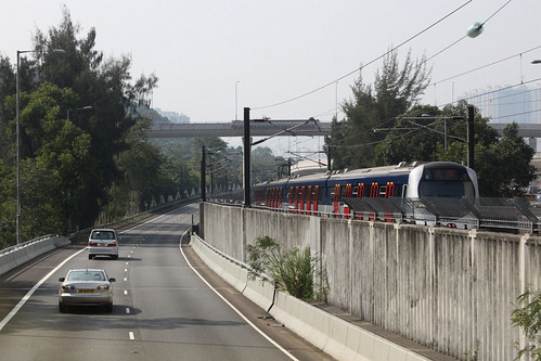 Passing a Tai Wai bound train on the Ma On Shan line
