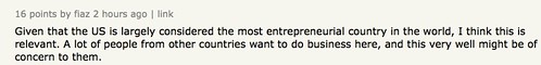 Given that the US is largely considered the most entrepreneurial country in the world, I think this is relevant.