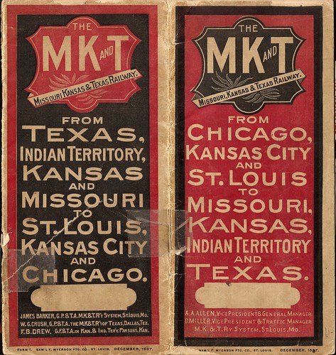 Missouri, Kansas & Texas Railway timetable -1897 Cover by mikeyashworth