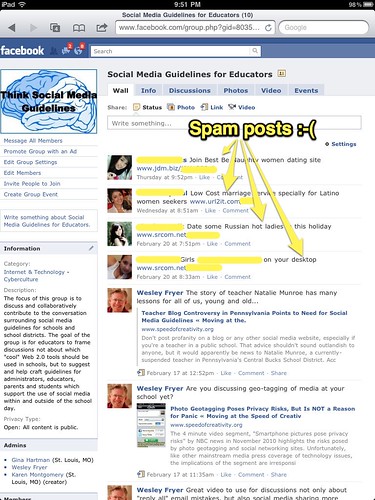 Spam posts on Facebook Page