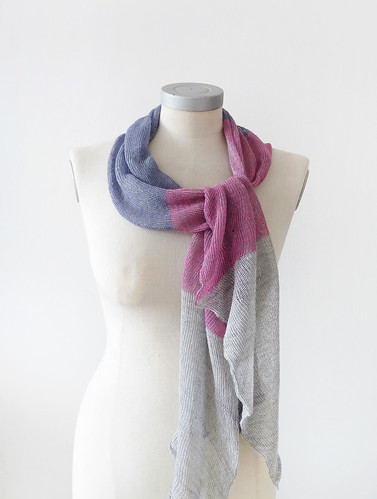 viscose cotton spring scarf -blue pink and gray