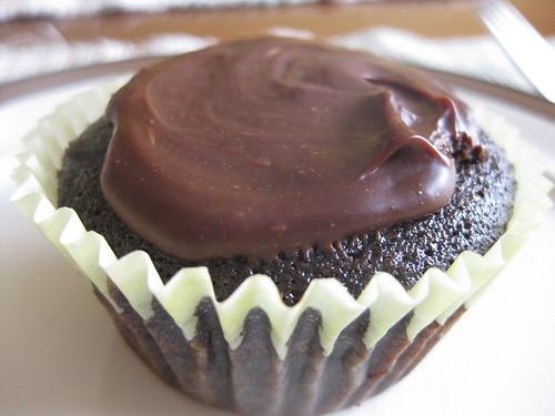 Chocolate irish whiskey cupcake in the wrapper