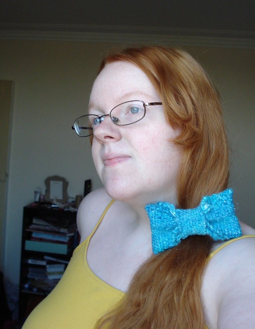 Belle BatB blue dress knitted hair ribbon