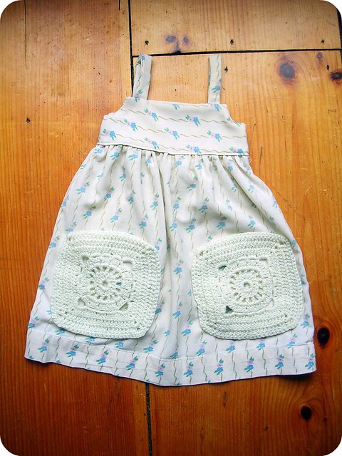 crocheted pockets farm girl dress