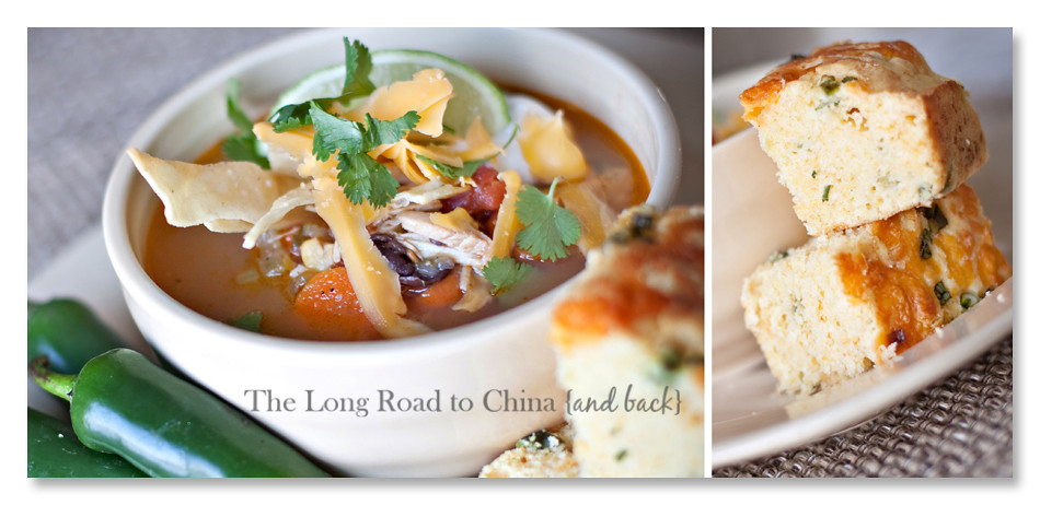Mexican Tortilla Soup and Jalapeno Cornbread Collage BLOG