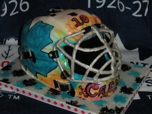 3-D Goalie Mask Cake by Wolfbay Cafe