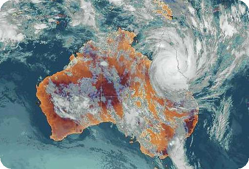 Satellite Image Cyclone Yasi. Image Cyclone Yasi
