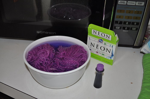 Water, Neon Purple Food Coloring and White Vinegar