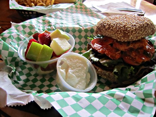 vegan spicy "chicken" sandwich at Green, my fave!