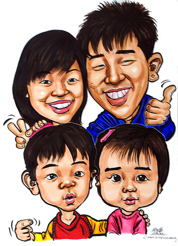 family caricatures in colour marker 25012011