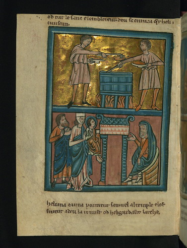 Illuminated Manuscript, Bible Pictures by William de Brailes, Eli's Sons Commit Sacrilege and Hannah Brings Samuel to the Temple, Walters Art Museum Ms. W.106, fol. 17v by Walters Art Museum Illuminated Manuscripts