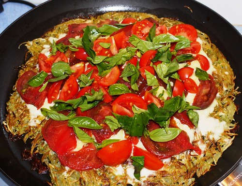 Rosti with Tomatoes, Basil, and Mozarella