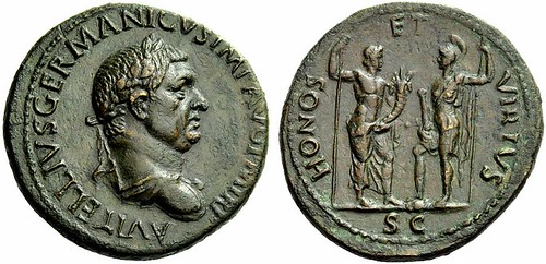 An Excessively Rare Roman Orichalcum Sestertius of Vitellius (69 C.E.), the Finest Known of this Issue