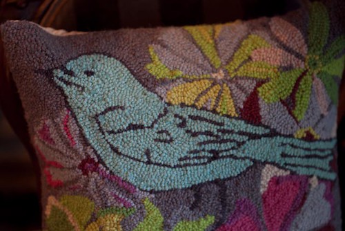 hooked bird pillow