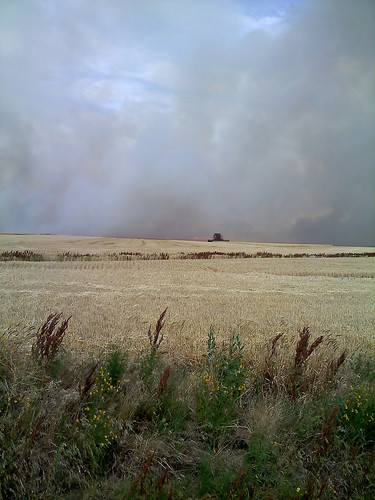 Combines were caught in a ring of fire but eventually got out