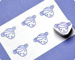 Lady hand carved rubber stamp