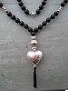 Onyx and Thai silver double wrap necklace