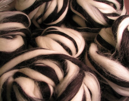 Black and white wool roving