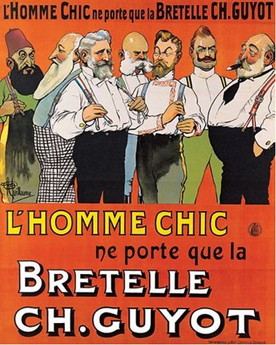 Old poster belle poque ad for Guyot suspenders