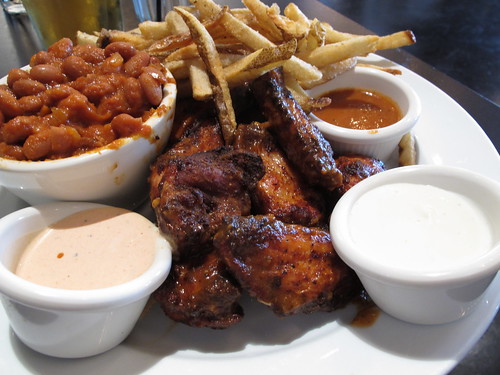Wings with Baked Beans and Handcut Fries