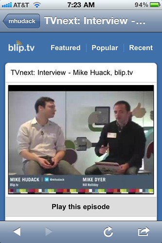 TVnext iPhone screenshot: Mike Hudack Interview