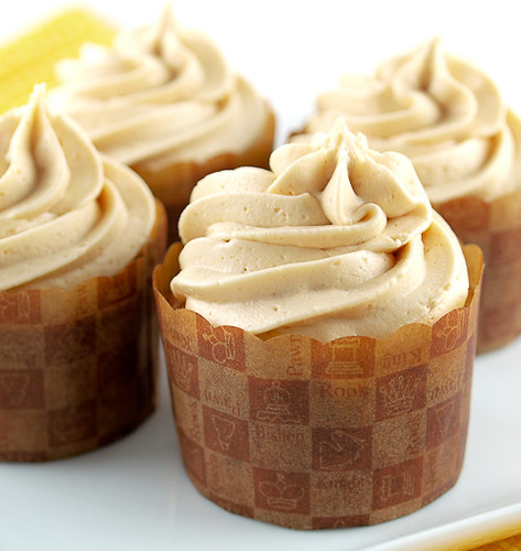 Jam Filled Banana Cupcakes with Peanut Butter Frosting