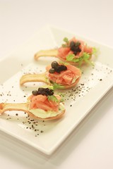 Canapes - Smoked Salmon with Tobiko