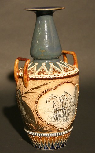 A Doulton Lambeth vase, decorated by the sisters Florence and Hannah Barlow (£300 to £500)