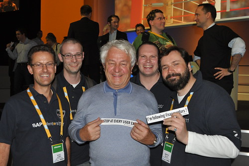 Hasso Plattner is stopping at every user exit and most important following the SAP Mentors!