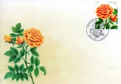 Pirmās dienas aploksne, zīmogs pastmarkai "Roze"