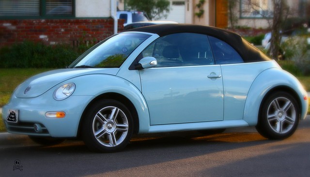 Light Blue Volkswagen Beetle Convertible