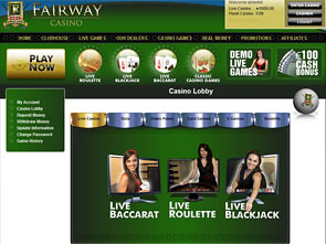 Fairway Live Casino Lobby