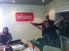 Besame Radio DJs hamming it up with Adeo <a style="margin-left:10px; font-size:0.8em;" href="http://www.flickr.com/photos/17489890@N00/5496249641/" target="_blank">@flickr</a>