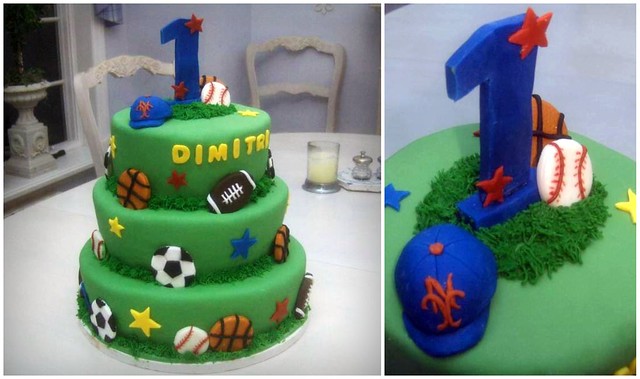 Boy's 1st Birthday Cake - Sports Theme